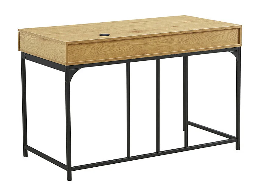 Escritorio recto estilo industrial 2 cajones madera natural y metal negro Vinta 120 cm