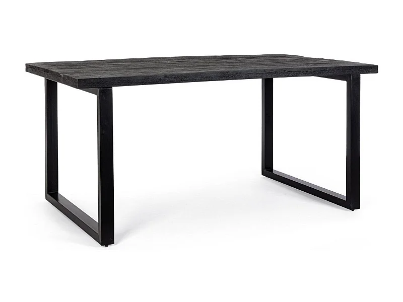 Table rectangulaire bois de manguier noir et pieds acier noir Tinka 160cm