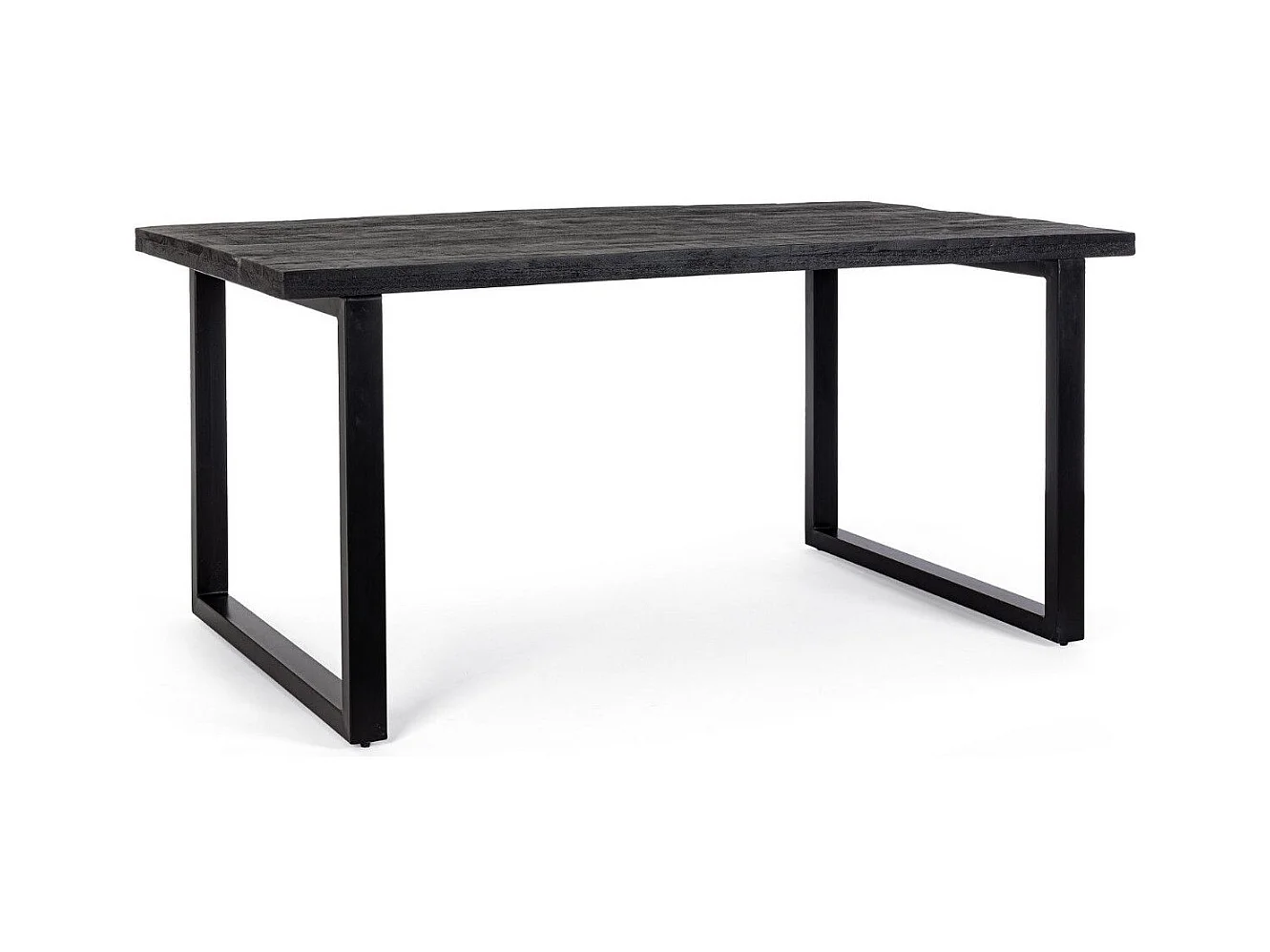 Table rectangulaire bois de manguier noir et pieds acier noir Tinka 160cm