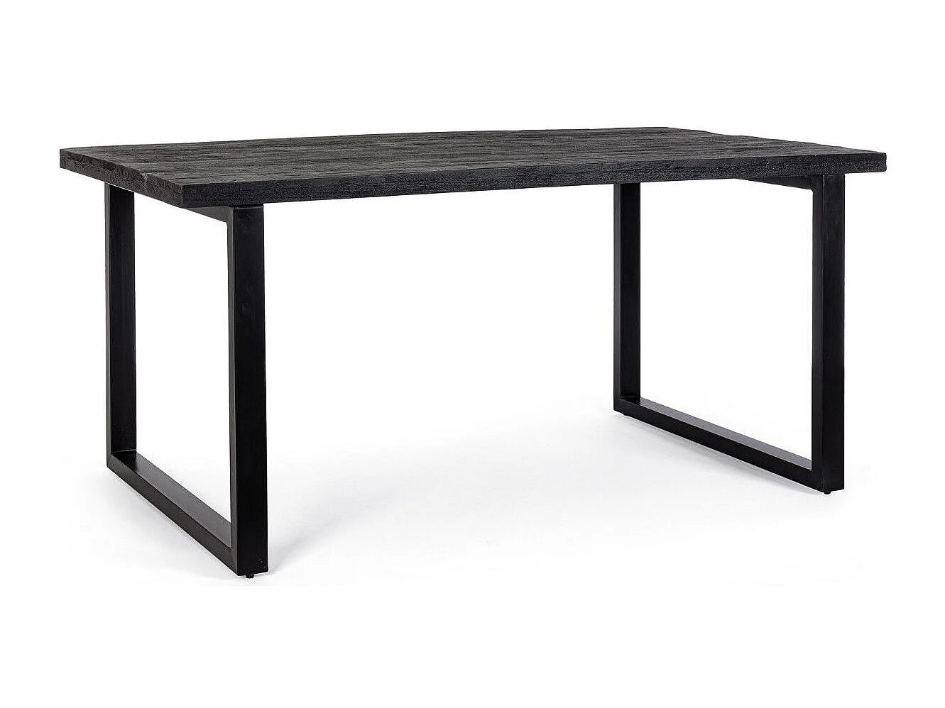 Table rectangulaire bois de manguier noir et pieds acier noir Tinka 160cm