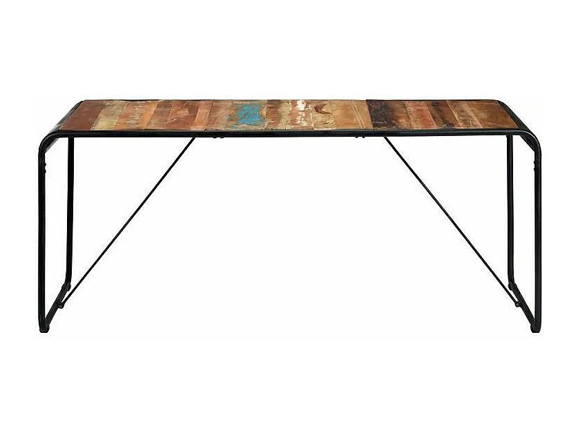 Table bois de récupération et pieds métal noir Reej 180cm