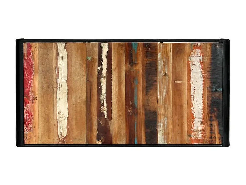 Table bois de récupération et pieds métal noir Reej 180cm