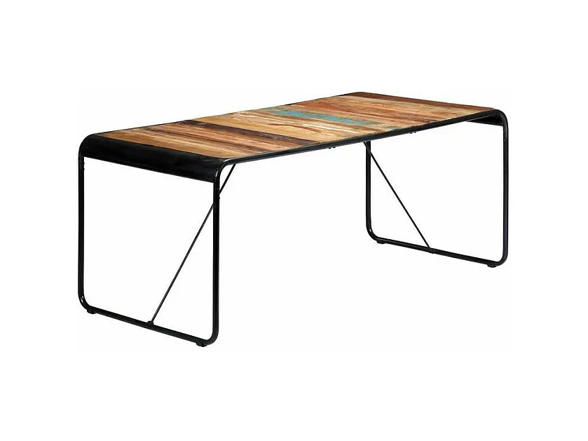 Table bois de récupération et pieds métal noir Reej 180cm