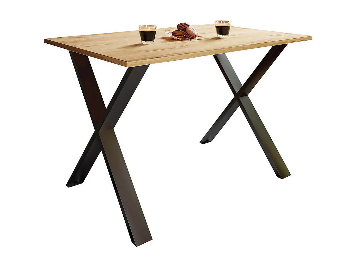 XonaX table de salle à manger 140x80 chêne décor, noir.