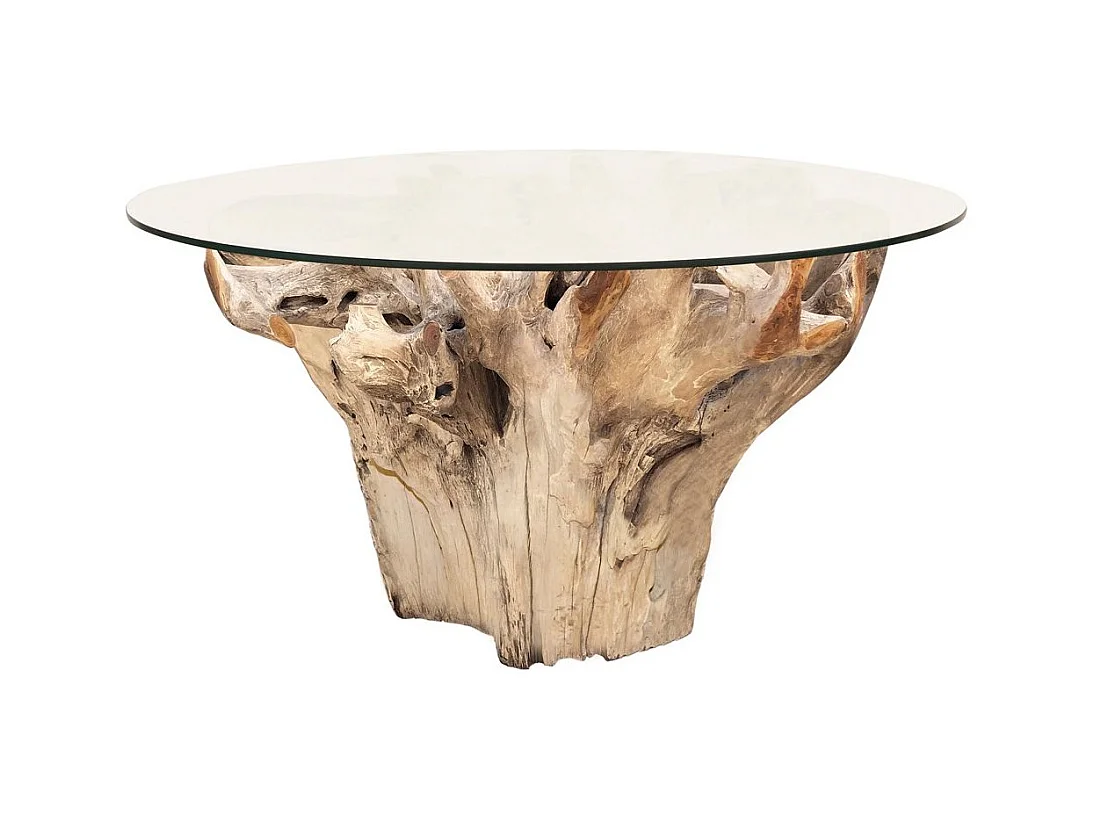 Table à manger ronde en racine de teck blanchi RACINKA Ø150cm