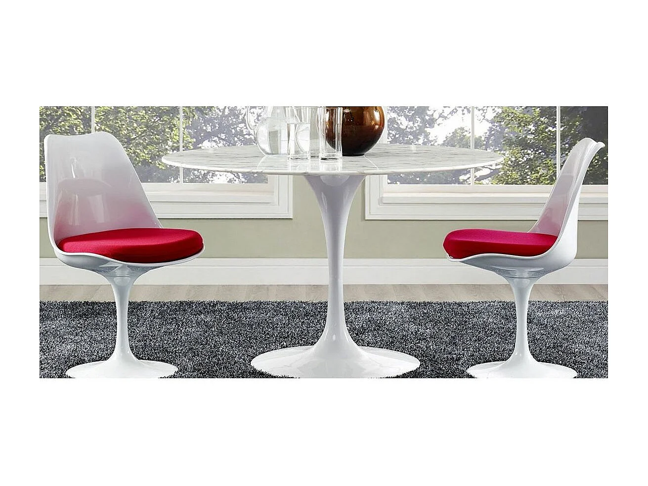 Mesa redonda lacada blanco pétalo 90 cm