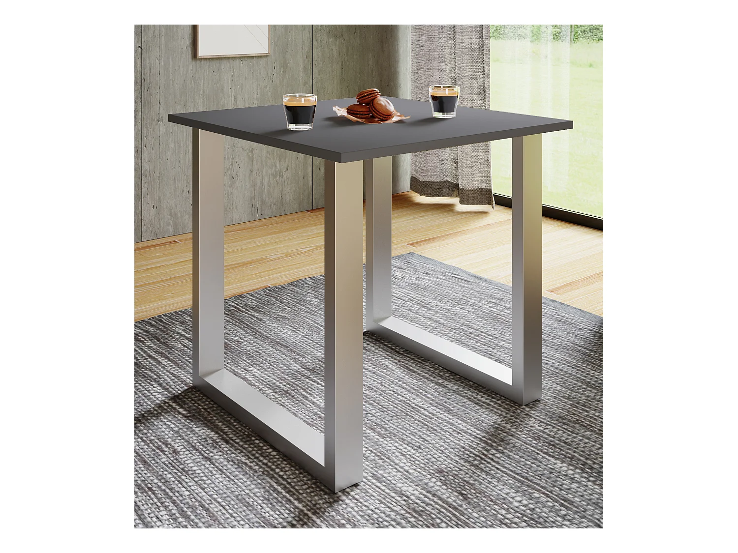 Dining table Xona Silver / Anthracite H. 76 x W. 80 x D. 50 cm