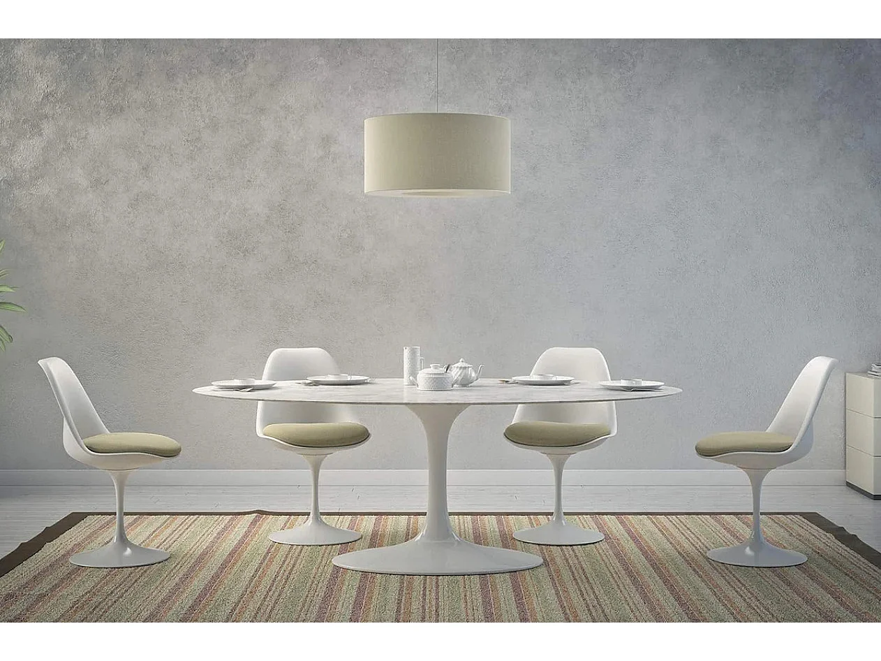 Table tulipe ovale-Plateau Noir mat-Largeur 200 cm-Piètement Noir mat