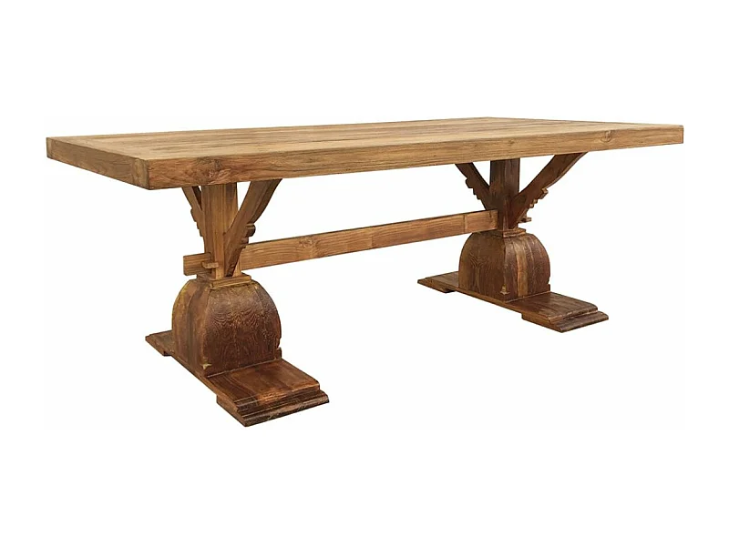 Grande table à manger en bois massif naturel vernis mat Kylio 250cm