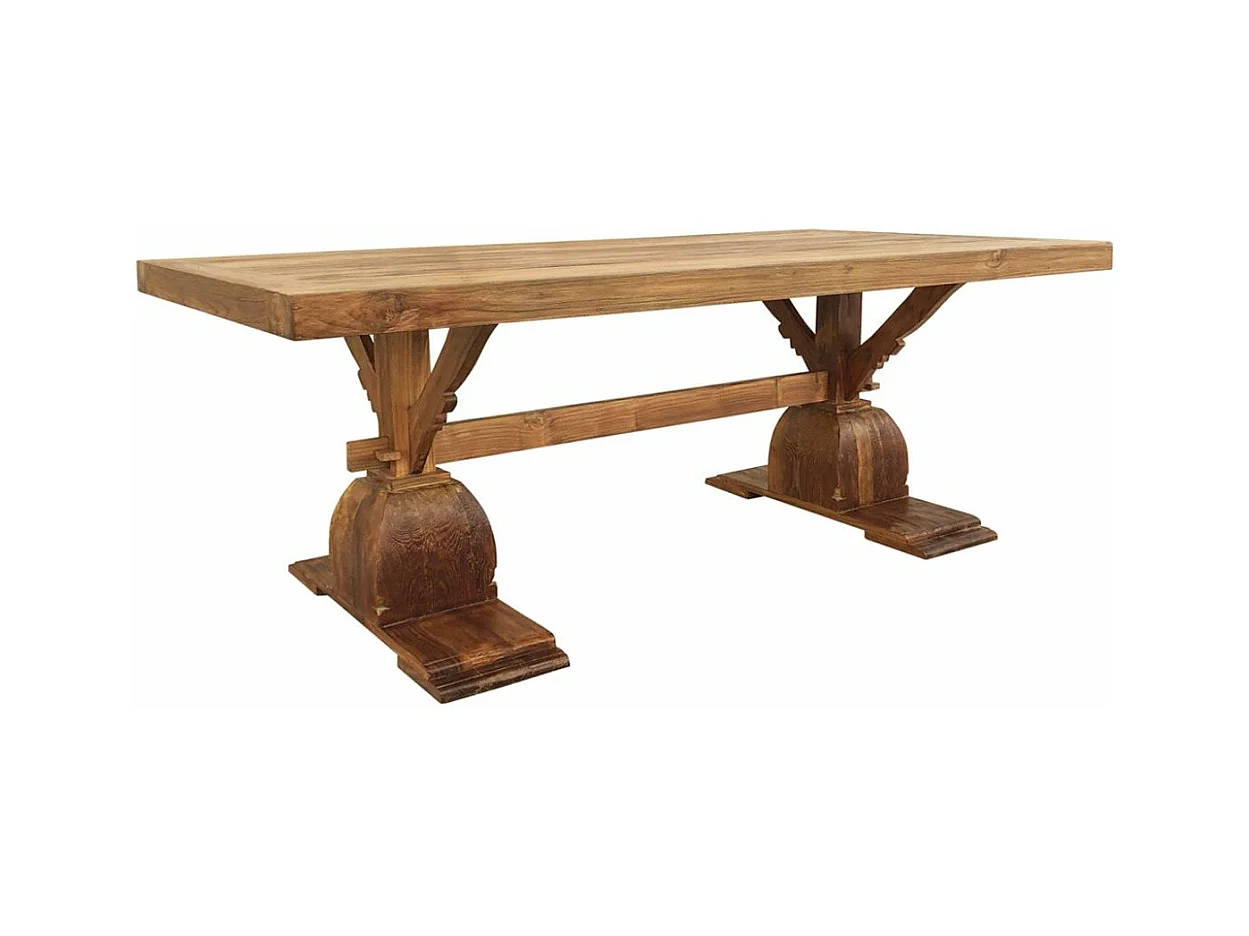 Grande table à manger en bois massif naturel vernis mat Kylio 250cm