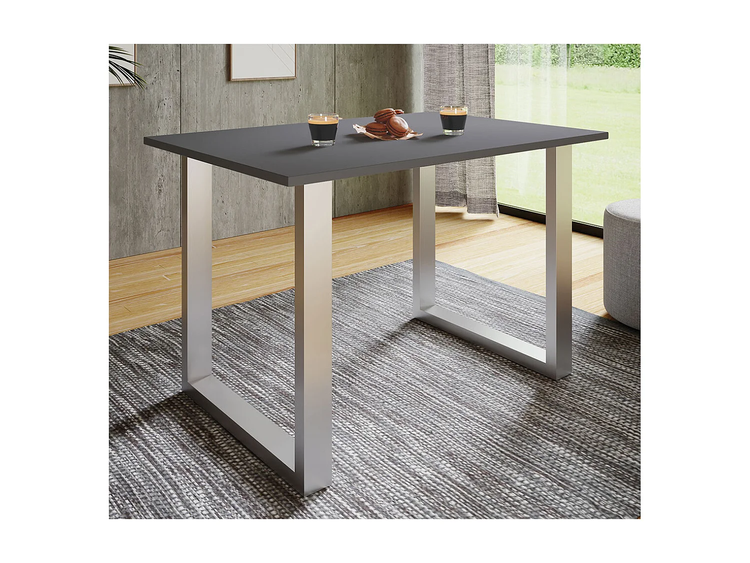 Dining table Xona Silver/ Anthracite H. 76 x W. 140 x D. 50 cm