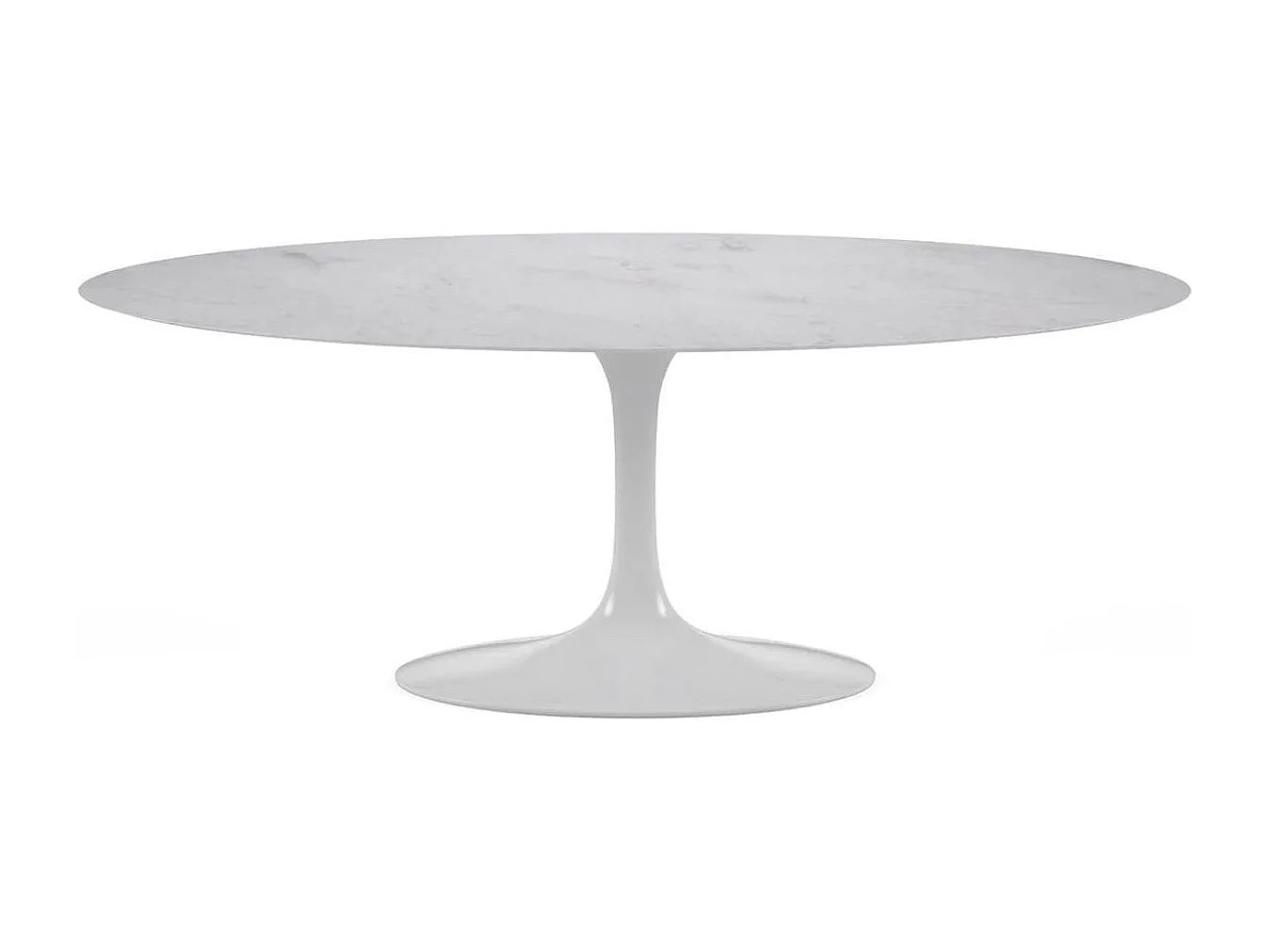 Table tulipe ovale-Plateau Blanc mat-Largeur 220 cm-Piètement Blanc mat