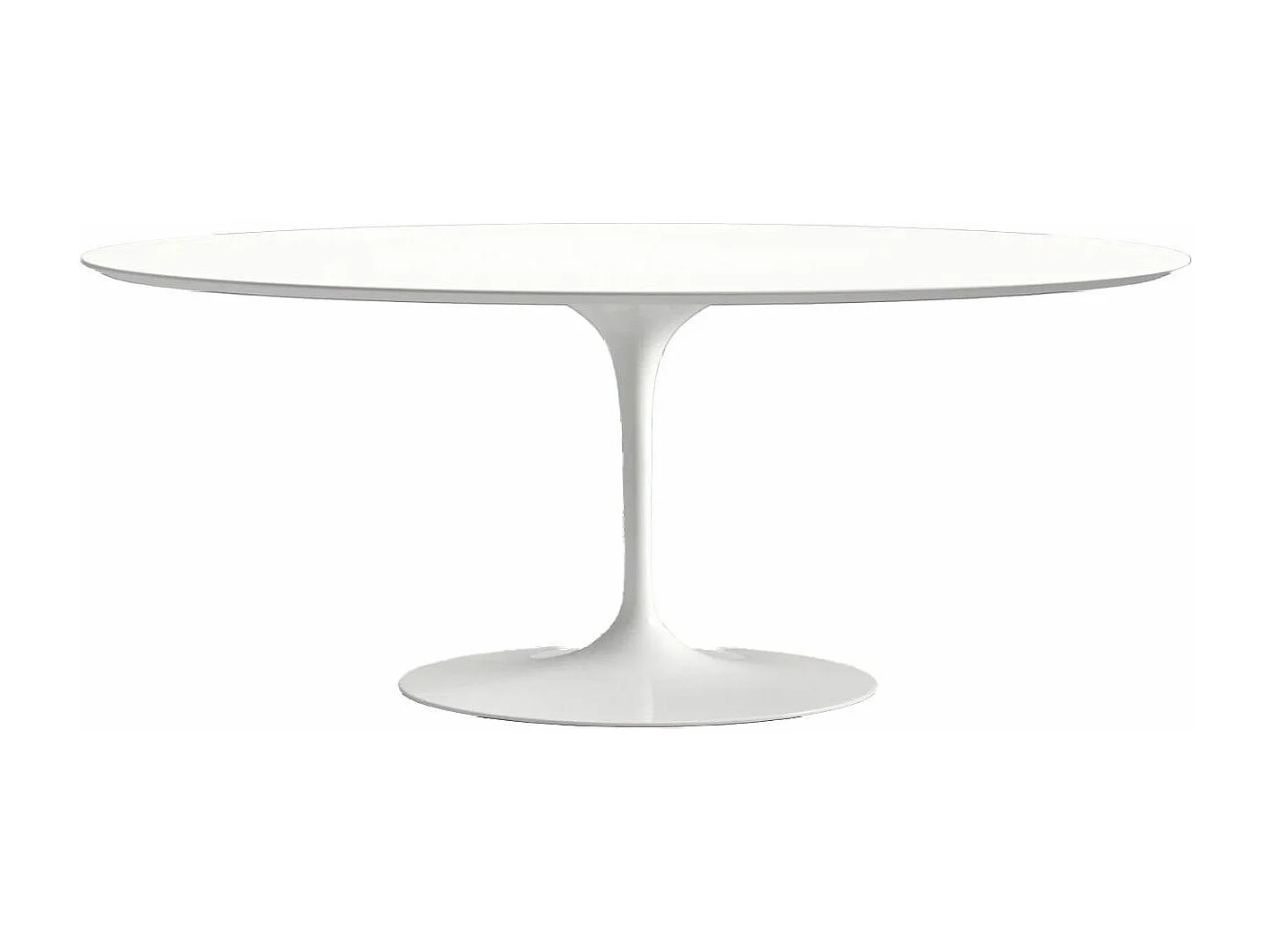 Table tulipe ovale-Plateau Blanc mat-Largeur 220 cm-Piètement Blanc mat