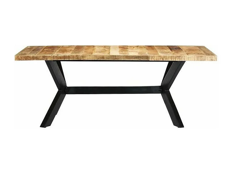 Table à manger manguier massif clair et pieds métal noir Nashe 200cm