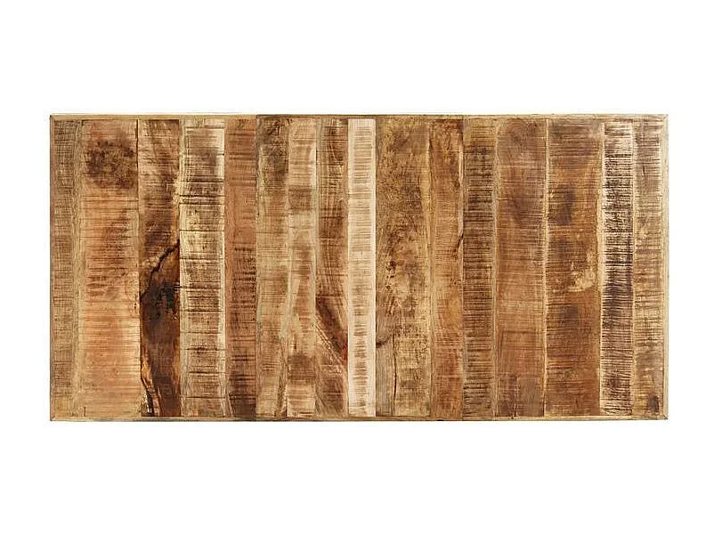 Table à manger manguier massif clair et pieds métal noir Nashe 200cm