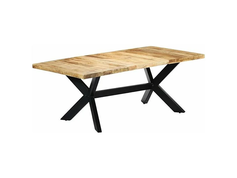 Table à manger manguier massif clair et pieds métal noir Nashe 200cm