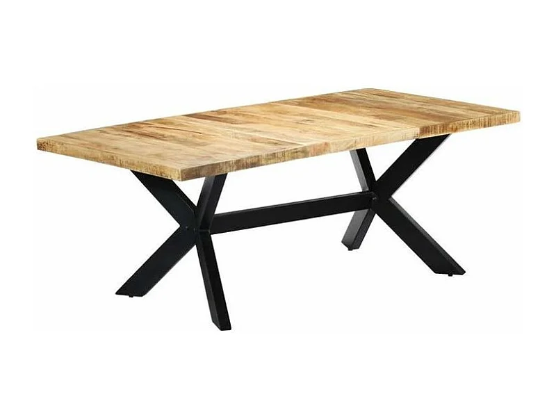 Table à manger manguier massif clair et pieds métal noir Nashe 200cm