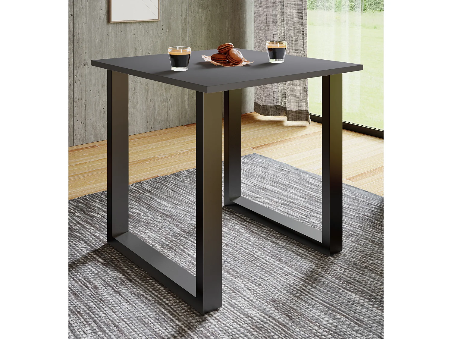 Dining table Xona Black / Anthracite H. 76 x W. 80 x D. 80 cm