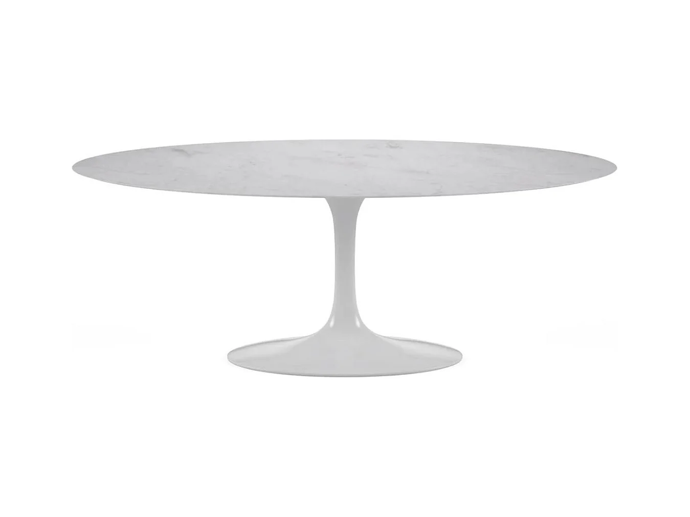 Table tulipe ovale-Plateau Blanc mat-Largeur 180 cm-Piètement Blanc mat