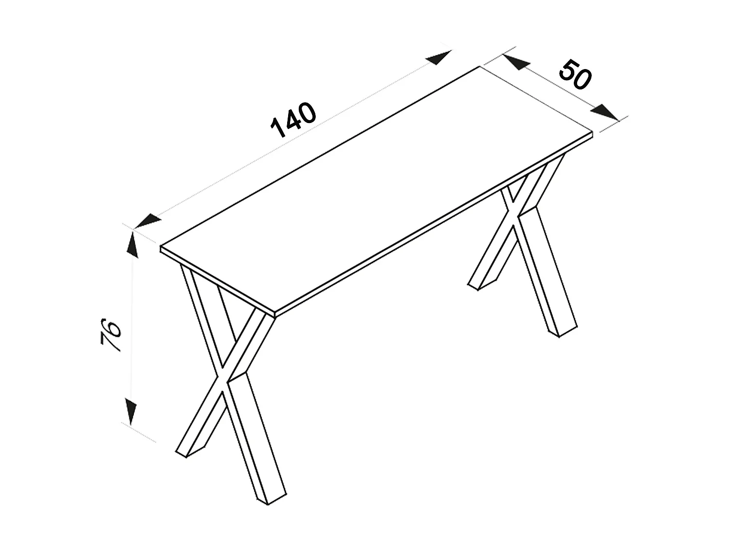 Dining table Xona Black / Anthracite H. 76 x W. 140 x D. 50 cm