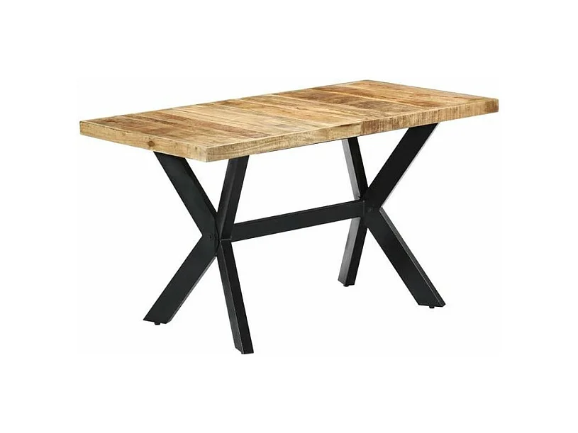 Table à manger manguier massif clair et pieds métal noir Nashe 140cm