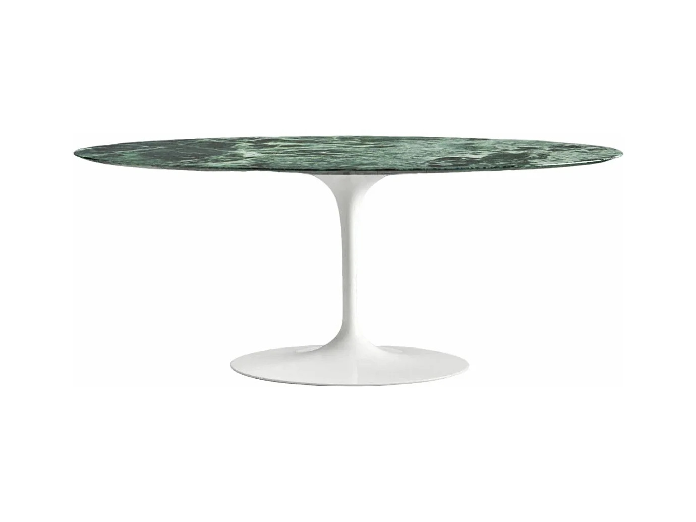 Hoogwaardige ovale tulpmarmeren tafel-Plateau Alpigroen marmer-Breedte 220cm-Baseren Mat wit