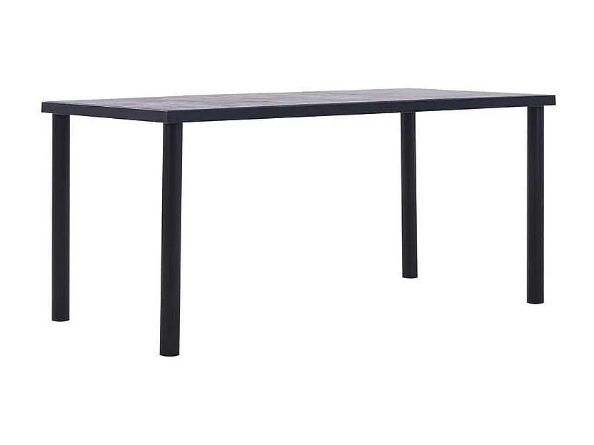 Table à manger bois gris béton et pieds métal noir Sirra 160cm
