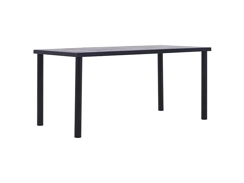 Table à manger bois gris béton et pieds métal noir Sirra 160cm