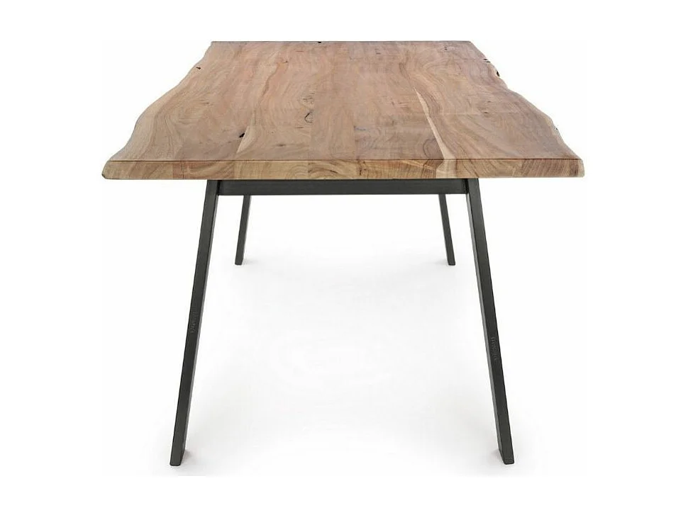 Table à manger 6 places bois d'acacia et pieds acier gris Denia 160cm