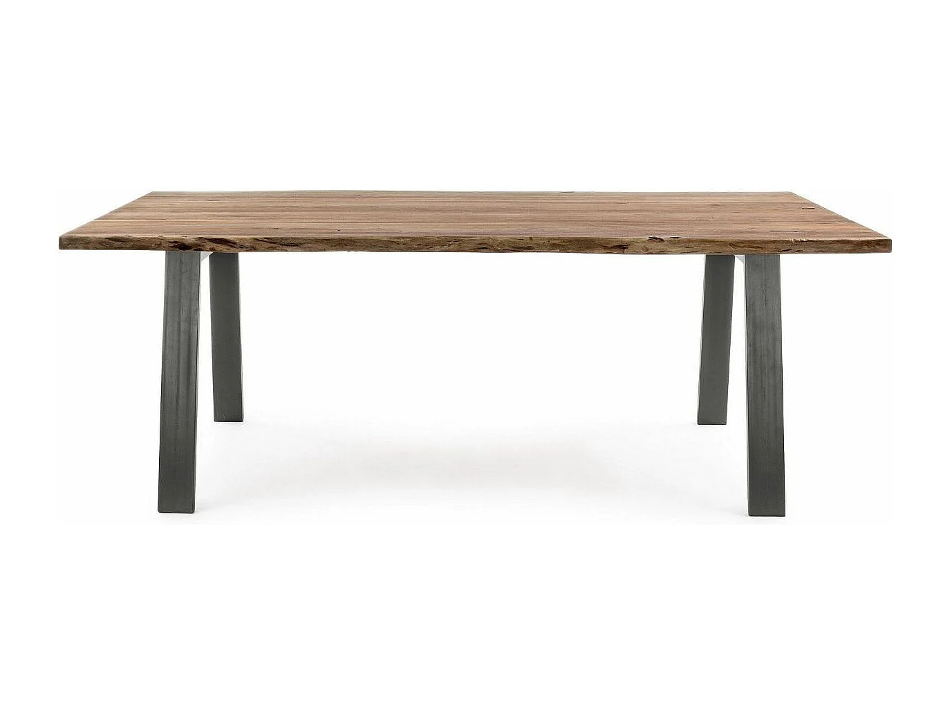 Table à manger 6 places bois d'acacia et pieds acier gris Denia 160cm