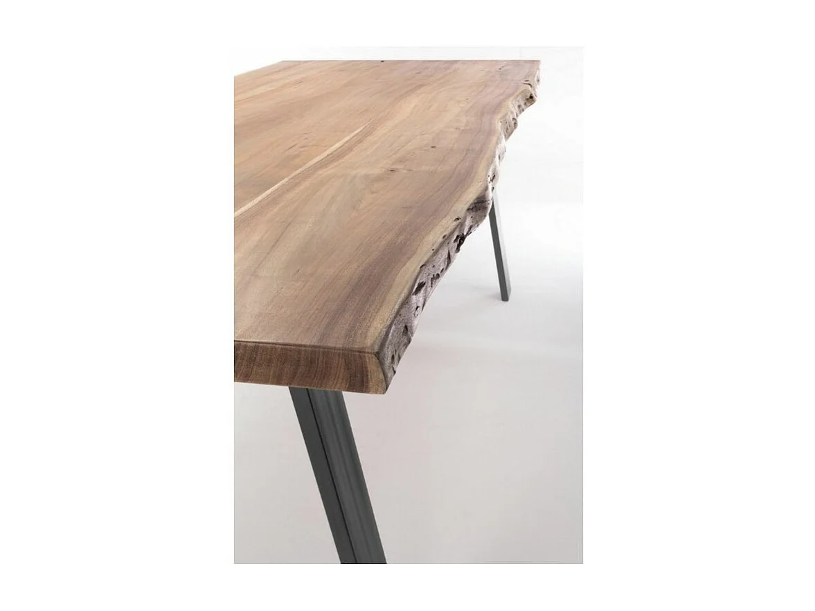 Table à manger 6 places bois d'acacia et pieds acier gris Denia 160cm