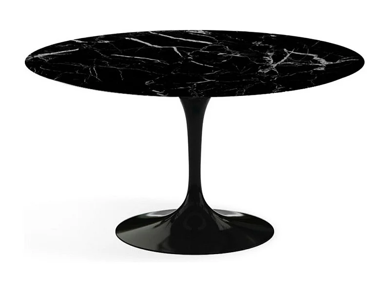 Hoogwaardige ronde marmeren tulpentafel-Plateau Marquinia zwart marmer-Diameter 80cm-Baseren Glanzend zwart