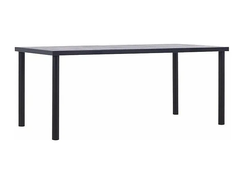Table à manger bois gris béton et pieds métal noir Sirra 180cm