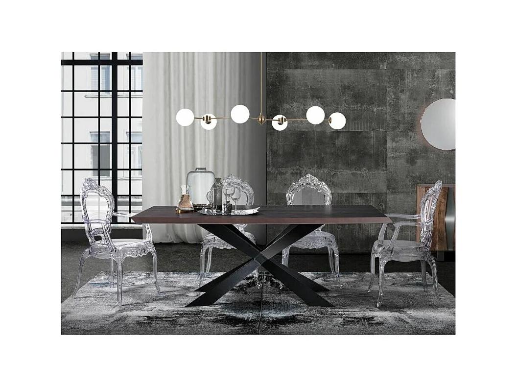 Table rectangle en bois MDF et pieds en acier noir Lola L 200cm