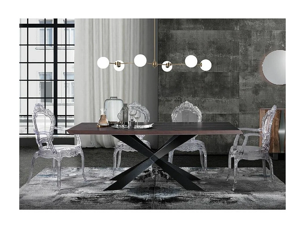 Table rectangle en bois MDF et pieds en acier noir Lola L 200cm