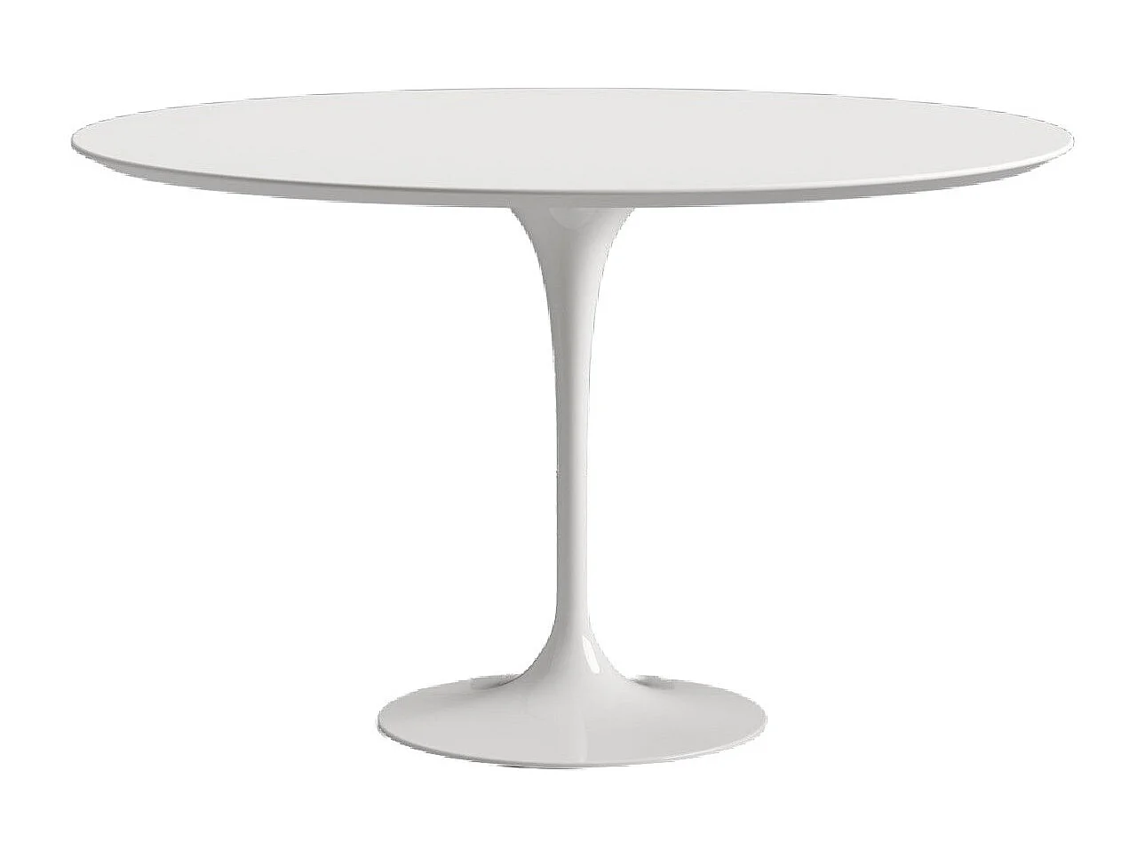 Table tulipe ronde-Plateau Noir mat-Diamètre 100 cm-Piètement Blanc mat