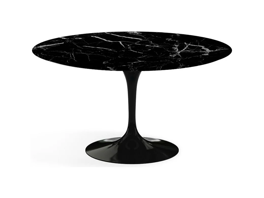 Hoogwaardige ronde marmeren tulpentafel-Plateau Marquinia zwart marmer-Diameter 150 cm-Baseren Glanzend zwart