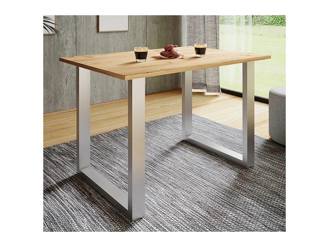 Dining table Xona Silver / Honey oak H. 76 x W. 140 x D. 80 cm