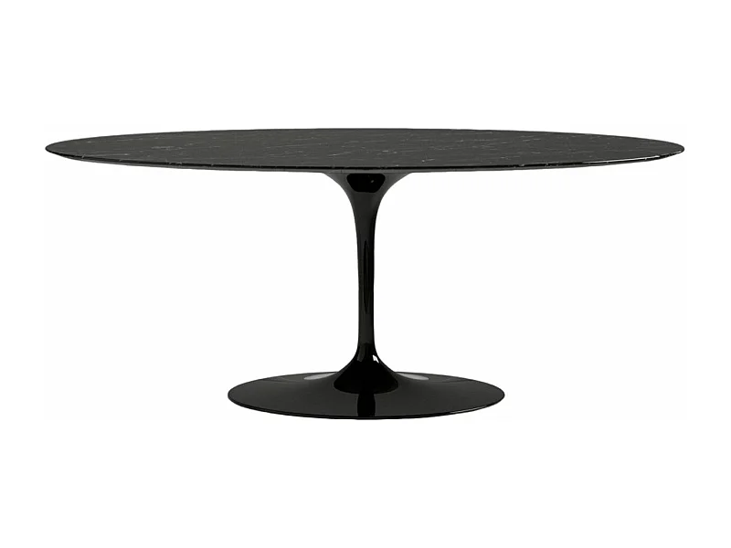 Hoogwaardige ovale tulpmarmeren tafel-Plateau Marquinia zwart marmer-Breedte 180cm-Baseren Glanzend zwart