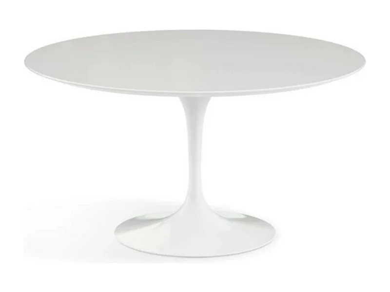 Table tulipe ronde-Plateau Blanc mat-Diamètre 70 cm-Piètement Blanc brillant