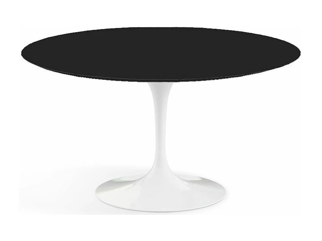 Table tulipe ronde-Plateau Noir mat-Diamètre 170 cm-Piètement Blanc mat