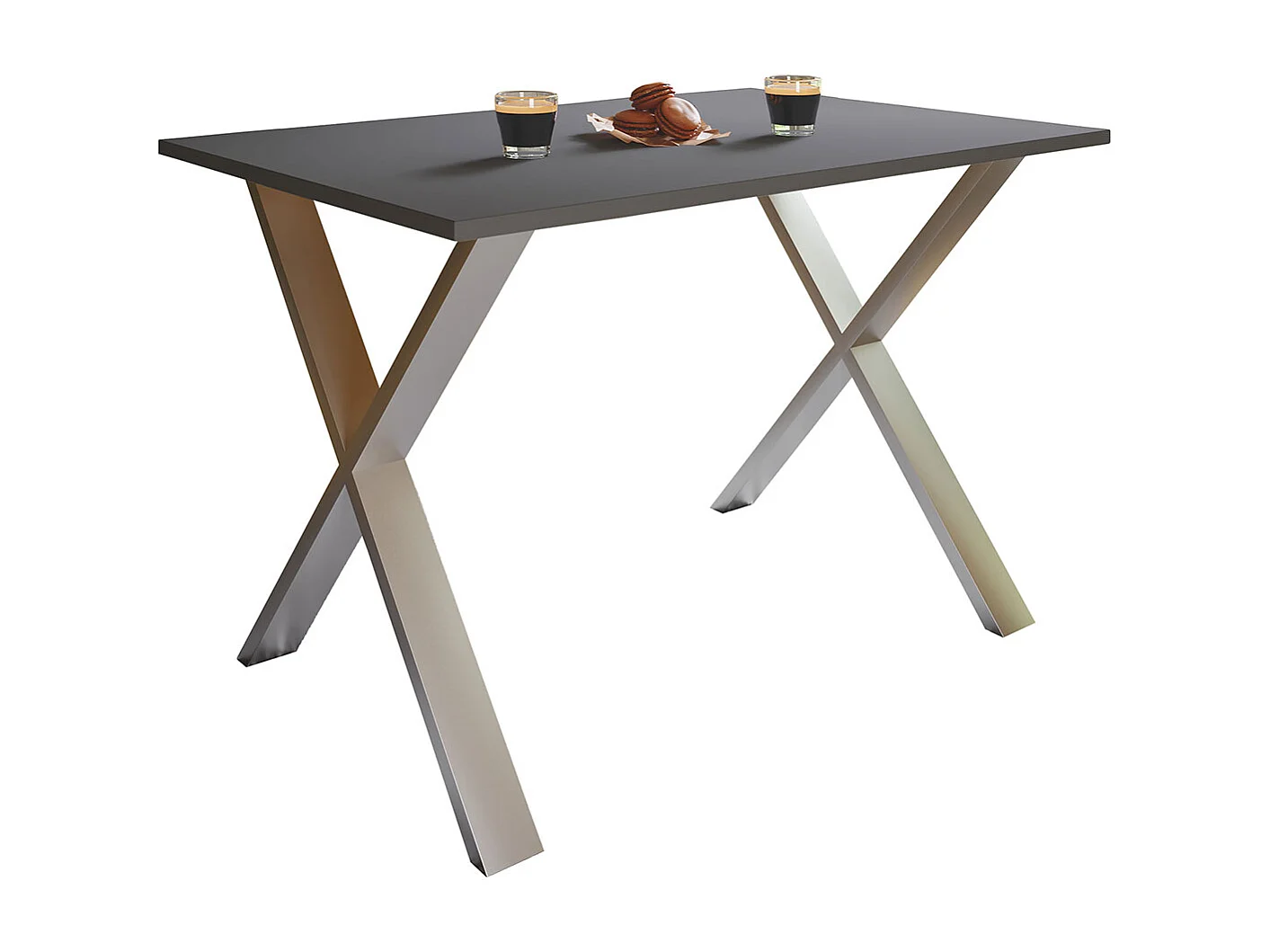 XonaX table de salle à manger 110x80 anthracite, couleur argent.