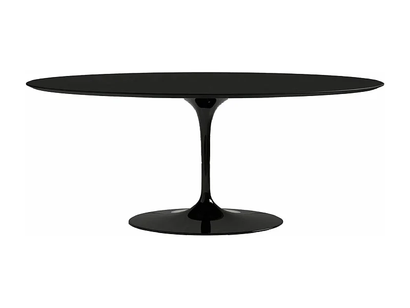 Table tulipe ovale-Plateau Noir mat-Largeur 240 cm-Piètement Noir brillant