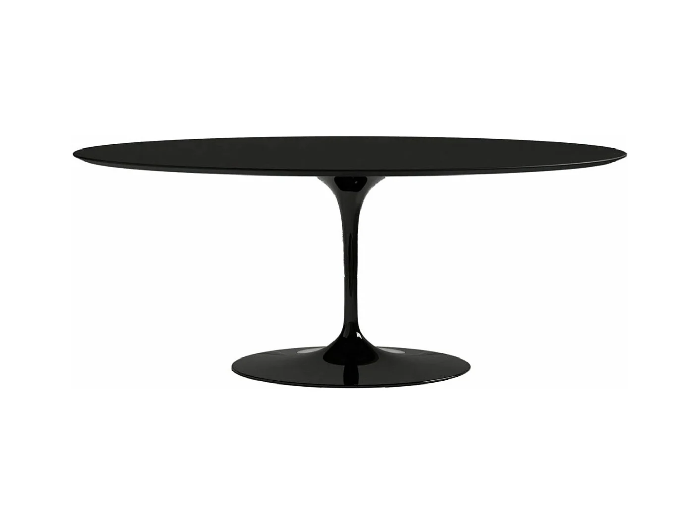 Table tulipe ovale-Plateau Noir mat-Largeur 240 cm-Piètement Noir brillant