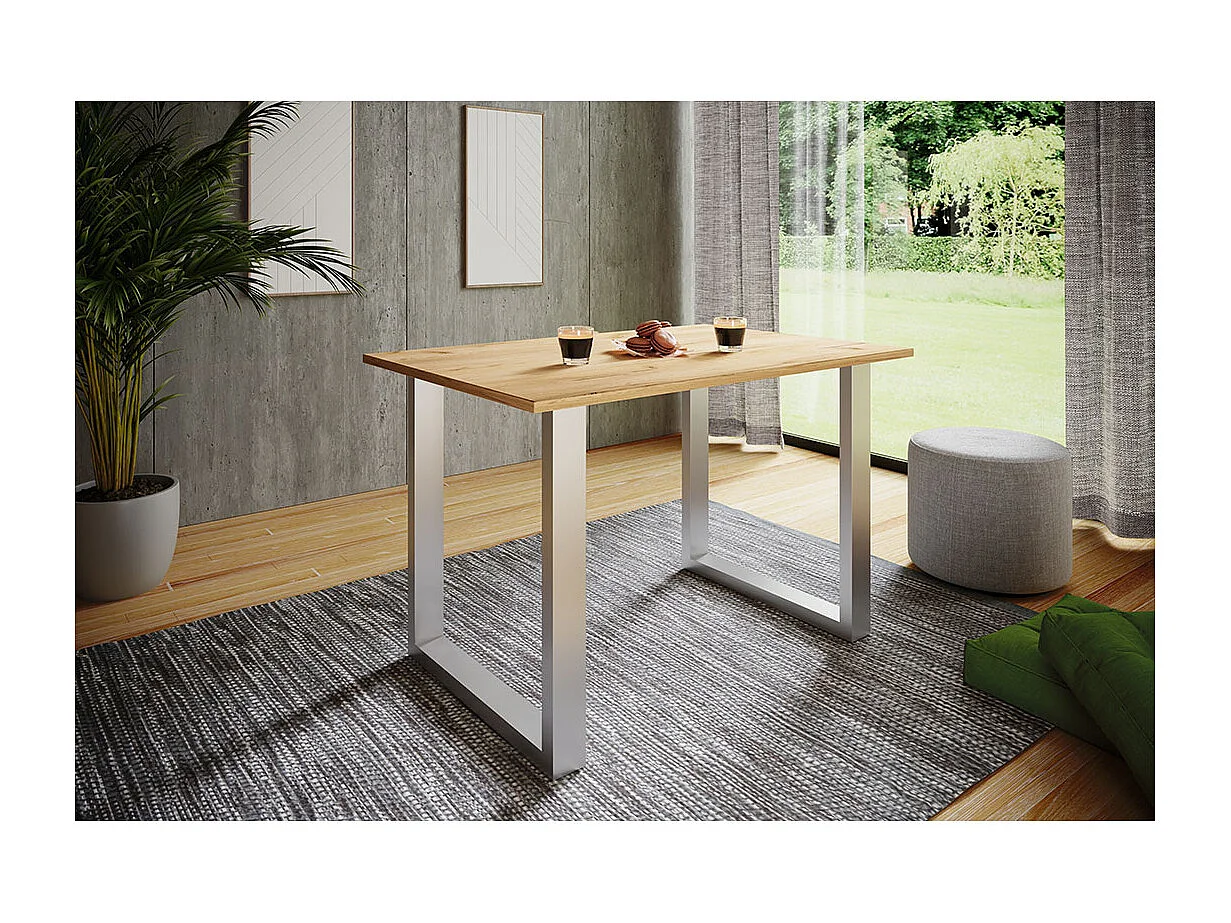 Dining table Xona Silver / Honey oak H. 76 x W. 140 x D. 50 cm