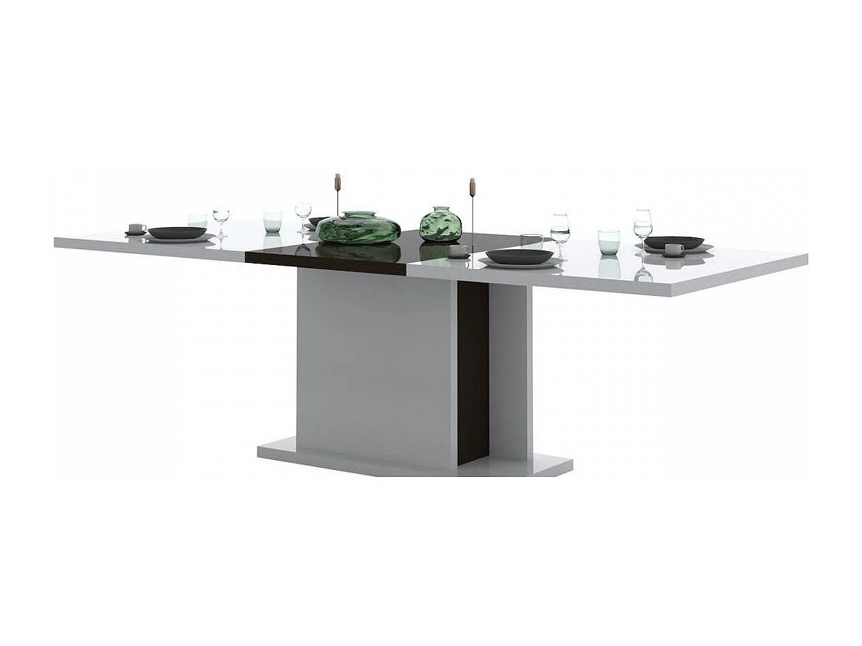 Table rectangulaire bois laqué blanc et noir Koyd 180cm