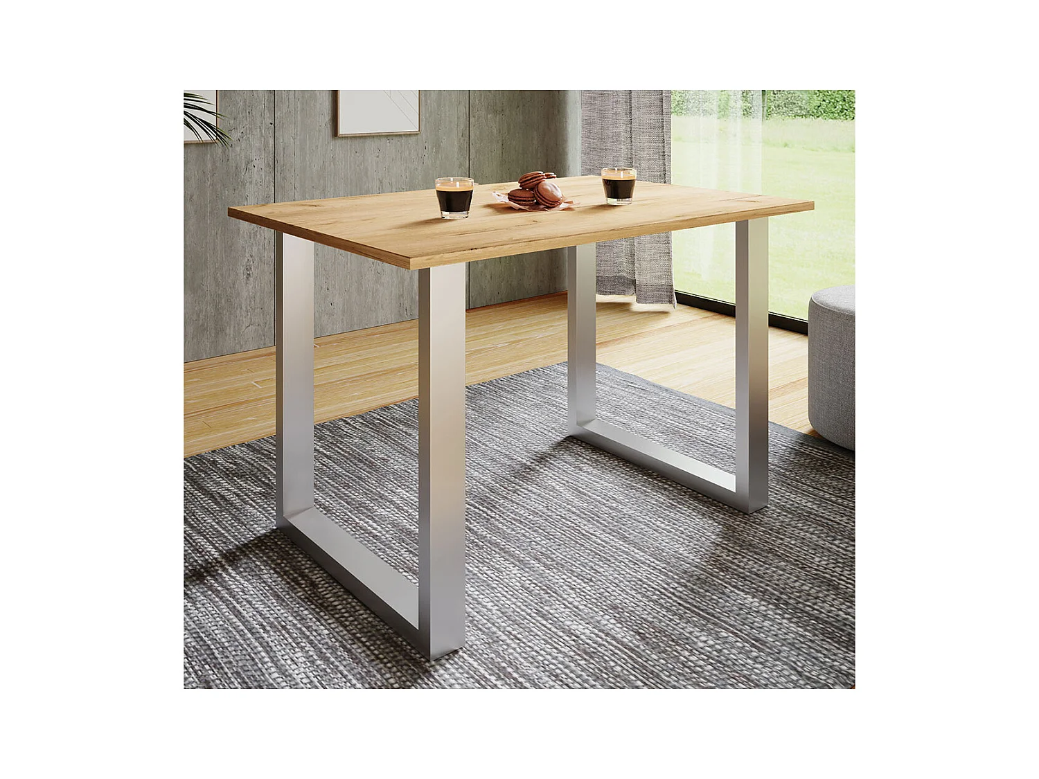 Dining table Xona Silver / Honey oak H. 76 x W. 110 x D. 80 cm