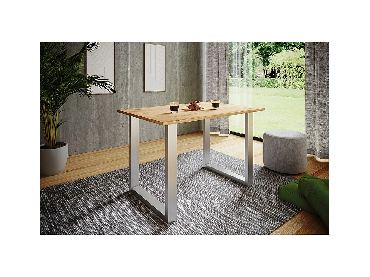 Dining table Xona Silver / Honey oak H. 76 x W. 110 x D. 80 cm