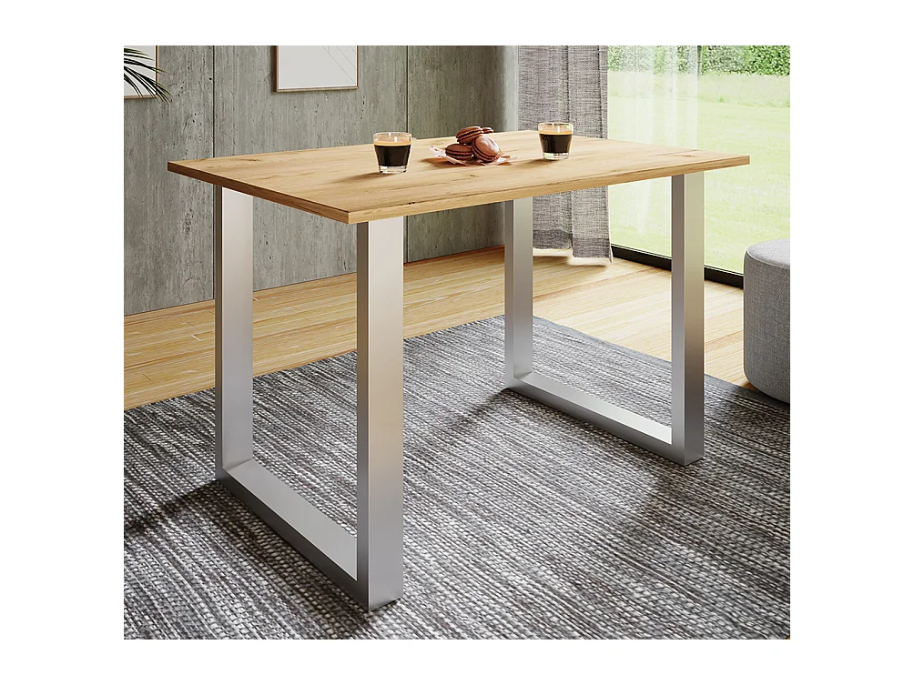 Dining table Xona Silver / Honey oak H. 76 x W. 110 x D. 80 cm