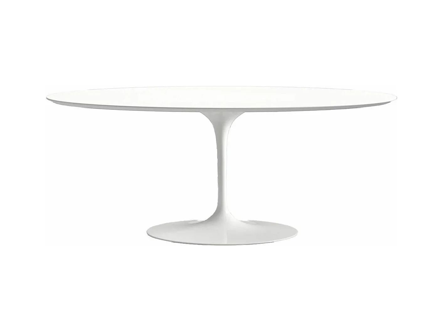 Table tulipe ovale-Plateau Noir mat-Largeur 160 cm-Piètement Noir mat